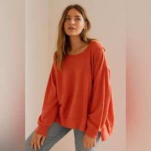 Caposhie iTALiCiSe Sweatshirt with Statement Sleeves and Raw Hem Details Pink